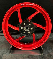 We manufacture premium quality forged motorcycle wheels rims for YAMAHA in any design, size, color.

Wheel sizes (motorcycle spec):

Front: 3.5 x 15

Rear: 4.5 x 15

Weight:

Front: 3.9 kg (9.59 lbs)

Rear: 5.35 kg (10.91 lbs)

Finishing: Gloss Red

Forza Performance Group engineers and manufactures each forged motorcycle wheel individually per order. This ensures precise fitment, uncompromised strength, and unique styling. Whether for racing, touring, or daily use — our wheels are built for both performanc