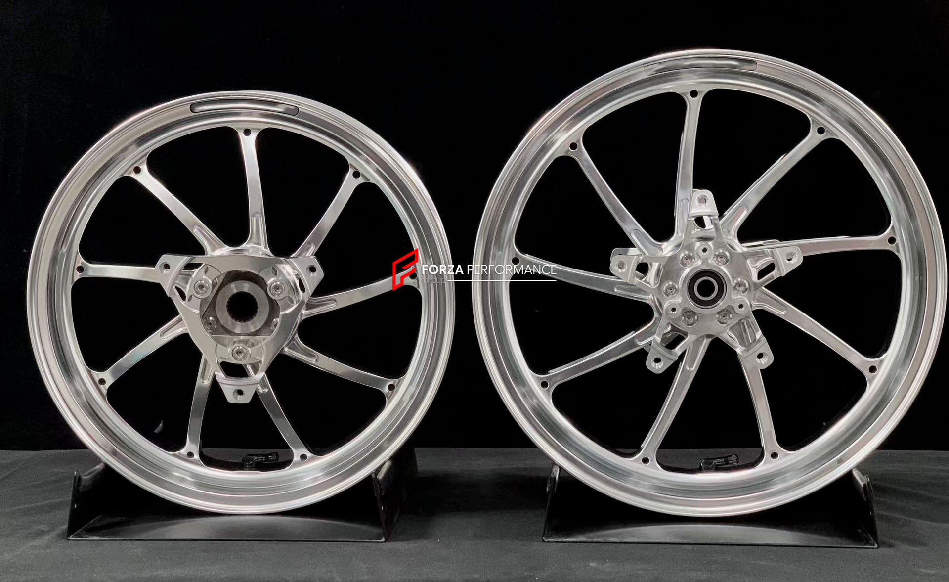 We manufacture premium quality forged motorcycle wheels rims for YAMAHA in any design, size, color.

Wheel sizes (motorcycle spec):

Front: 3.5 x 15

Rear: 4 x 14

Weight:

Front: 3.5 kg (7.92 lbs)

Rear: 3.35 kg (7.38 lbs)


Finishing: Gloss Silver

Forza Performance Group engineers and manufactures each forged motorcycle wheel individually per order. This ensures precise fitment, uncompromised strength, and unique styling. Whether for racing, touring, or daily use — our wheels are built for both performan