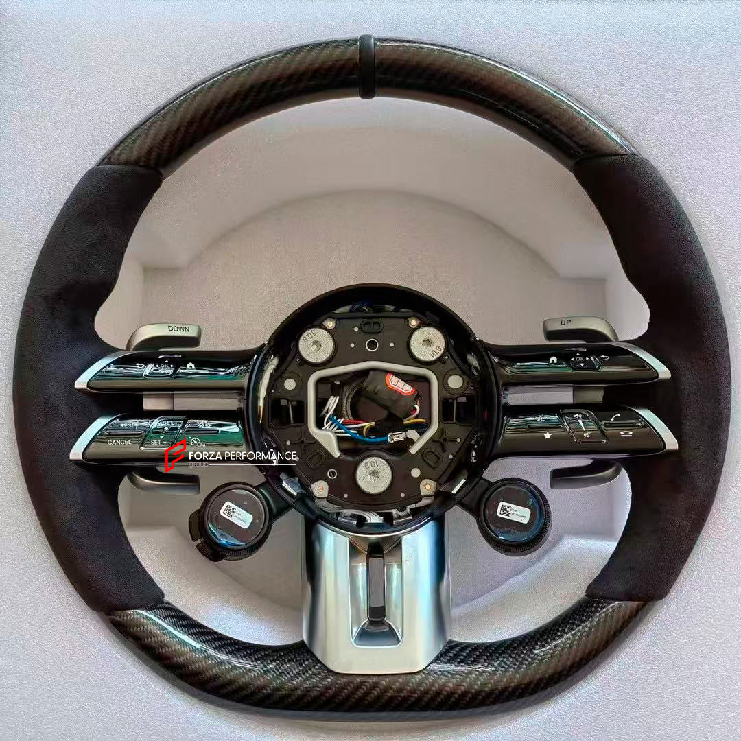 CUSTOM STEERING WHEEL for MERCEDES BENZ G-CLASS W465 G450 G350 G500 G550 AMG G63 2024+

Set includes:

Steering wheel

Features:

Bolt-on and PLUG and PLAY
Our material is: harmless, light, durable, and Vibro-absorption

For an extra cost:


LCD display
Airbag
Airbag cover
Shift paddles
Any color of stitching
Any material such as Alcantara, carbon, leather
Heating and vibration function
Full customization according to your preference

Production time: 10 days