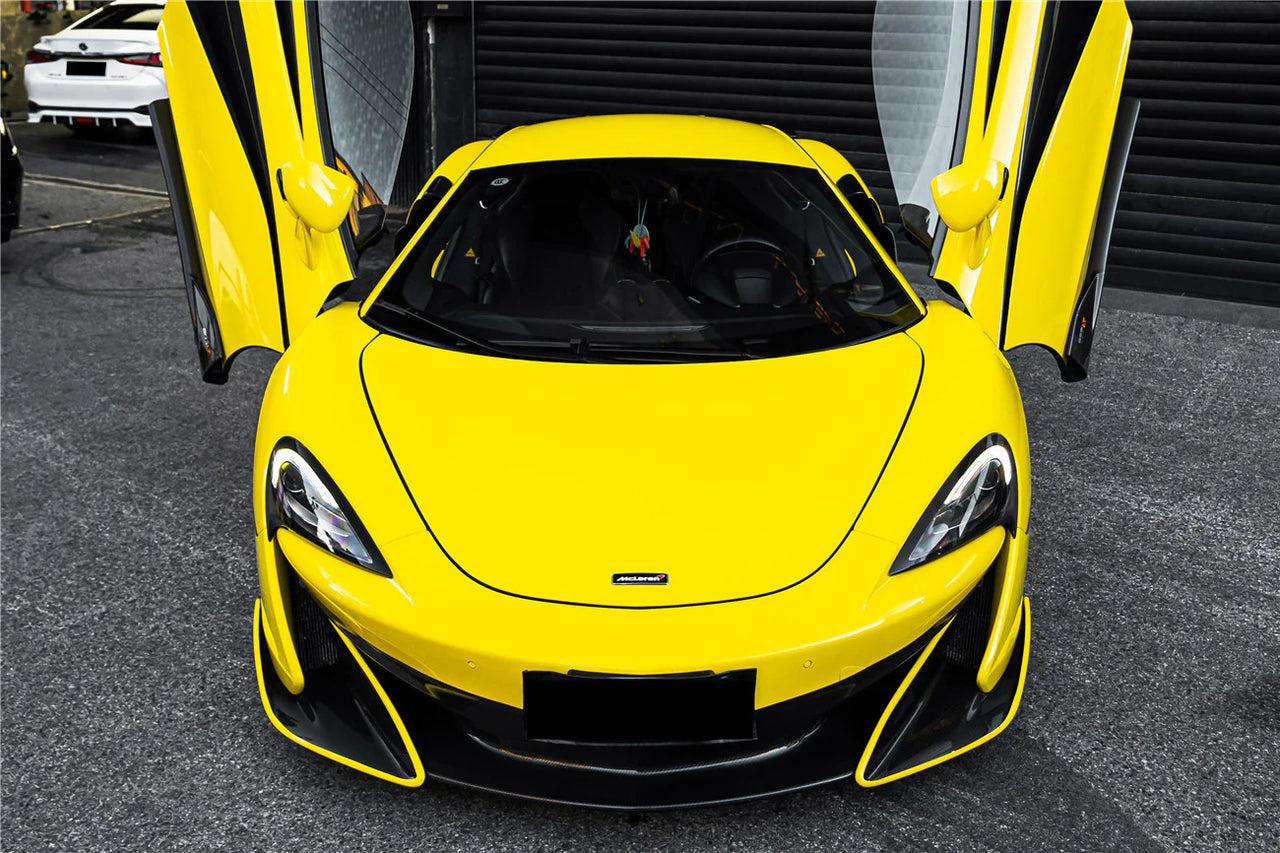 CONVERSION UPGRADE FACELIFT OLD TO NEW BODY KIT for MCLAREN 540C 570S 2015 - 2020 to 600LT 2018 - 2021
Set includes:

Front Bumper Lip
Front Lip Undertray
Material: Carbon (Can be made in Forged Carbon)

NOTE: Professional installation is required.