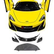 CONVERSION UPGRADE FACELIFT OLD TO NEW BODY KIT for MCLAREN 540C 570S 2015 - 2020 to 600LT 2018 - 2021
Set includes:

Front Bumper Lip
Front Lip Undertray
Material: Carbon (Can be made in Forged Carbon)

NOTE: Professional installation is required.