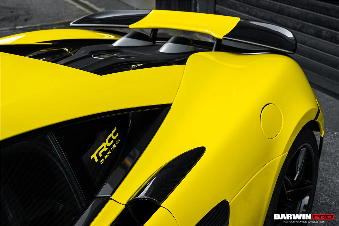 CONVERSION UPGRADE FACELIFT OLD TO NEW BODY KIT for MCLAREN 540C 570S 2015 - 2020 to 600LT 2018 - 2021
Set includes:

Rear Bumper Side Canards
Trunk Spoiler with LED Light
Engine Trunk
Rear Bumper
Rear Diffuser
Exhaust
Material: Carbon (Can be made in Forged Carbon)

NOTE: Professional installation is required.
