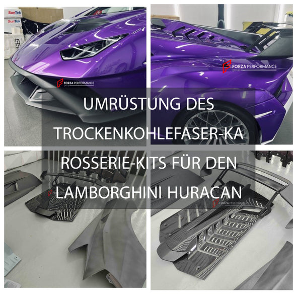 UMRÜSTUNG DES TROCKENKOHLEFASER-KAROSSERIE-KITS FÜR DEN LAMBORGHINI HURACAN ZUM HURACAN STO