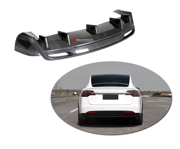Carbon Fiber Rear Diffuser for Tesla Model X 2023+