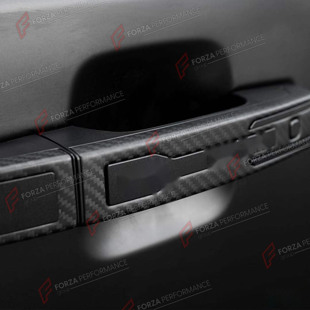 DOOR HANDLE COVER for LAND ROVER DEFENDER 90 110 130 L663 2020+

Set includes:
Door Handle Covers
Tailgate Handle Cover

Material: ABS with Carbon Fiber Finish

NOTE: Professional installation is required.