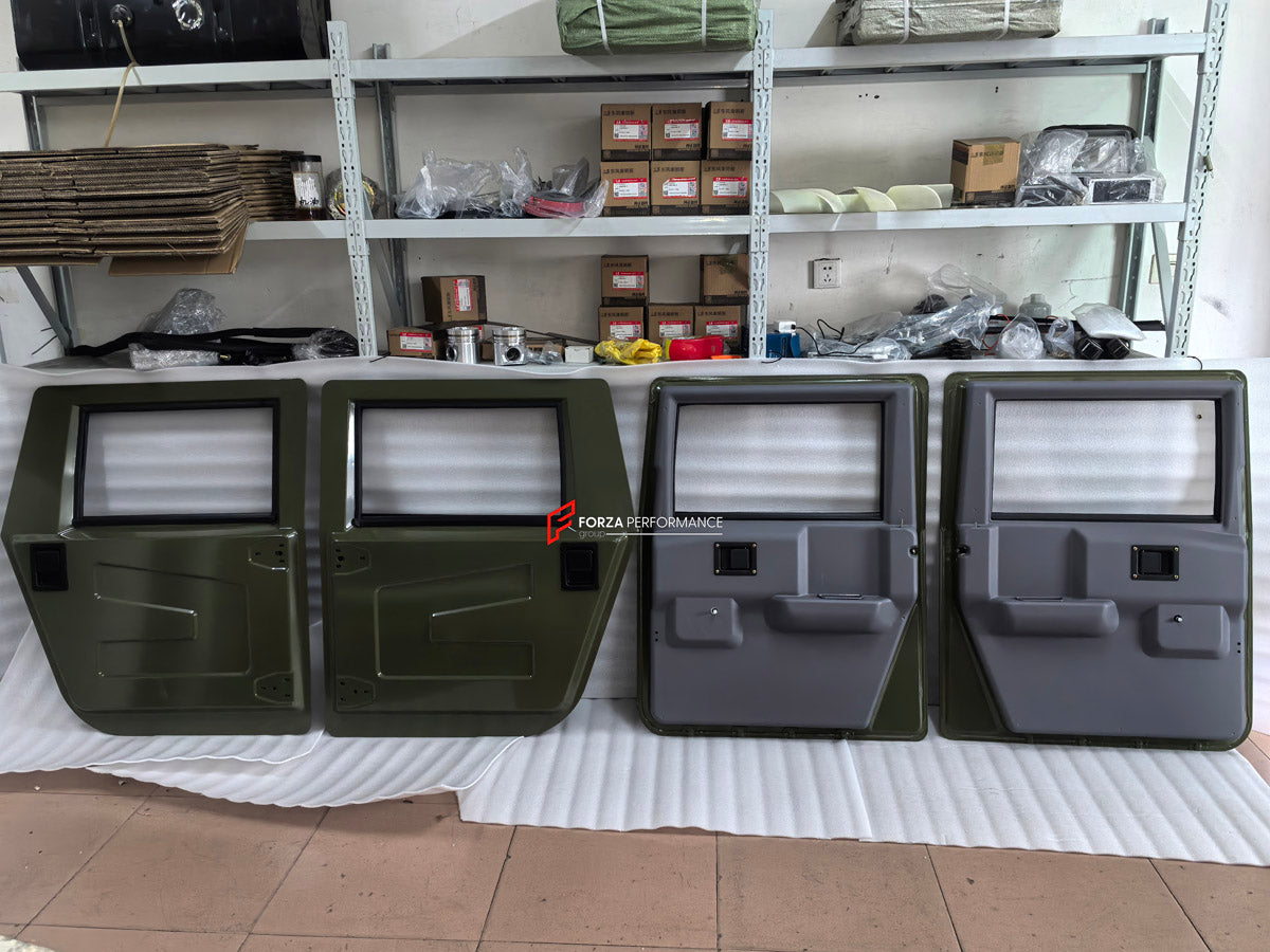 Metal Doors Replacement for Hummer H1 1992 - 2006
Set includes:

Doors
Material: Metal

NOTE: Professional installation is required.