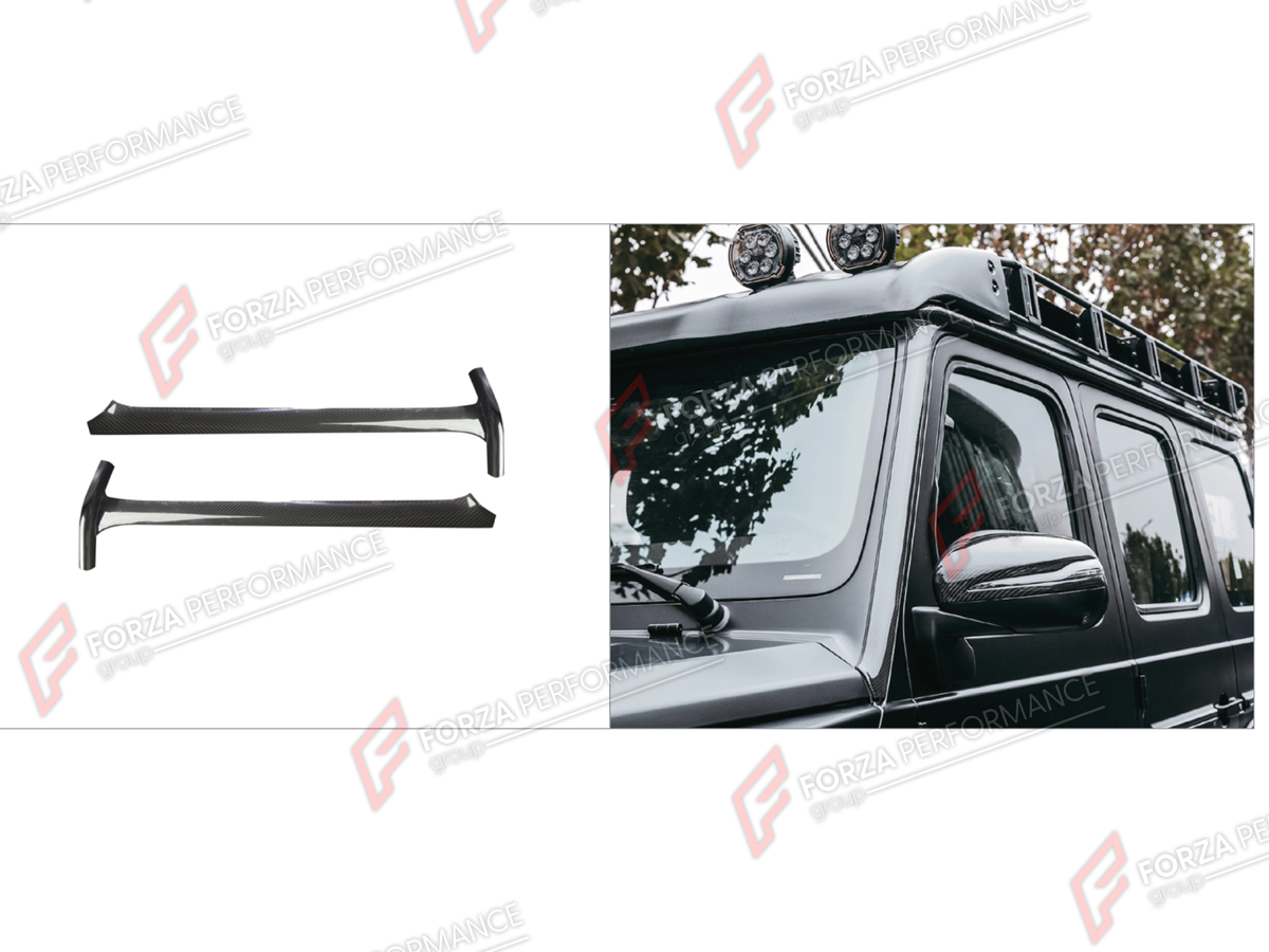 DRY CARBON A-PILLAR COVERS for MERCEDES-BENZ G-CLASS W465 G63 G450D G500 G550 2025+

Set includes:
A-Pillar Covers

Material: Dry Carbon

NOTE: Professional installation is required.