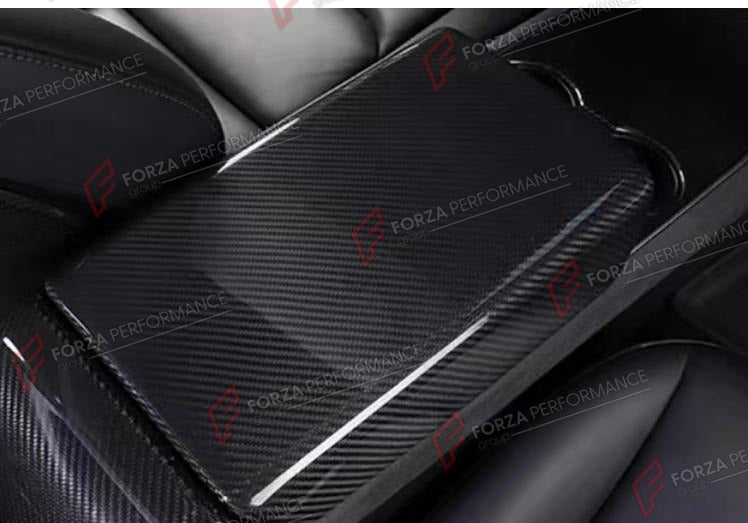 DRY CARBON ARMREST BOX COVER for TESLA MODEL 3 MODEL Y 2020 - 2025