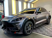 DRY CARBON BODY KIT for Aston Martin DBX AM8 2020 - 2024
Set includes:

Front Lip
Front Canards
Hood Air Vents
Side Mirrors
Side Fenders
Side Air Vents
Side Skirts
Rear Bumper
Rear Spoiler Wing
Exhaust System
Exhaust Tips
Material: Dry Carbon

NOTE: Professional installation is required.