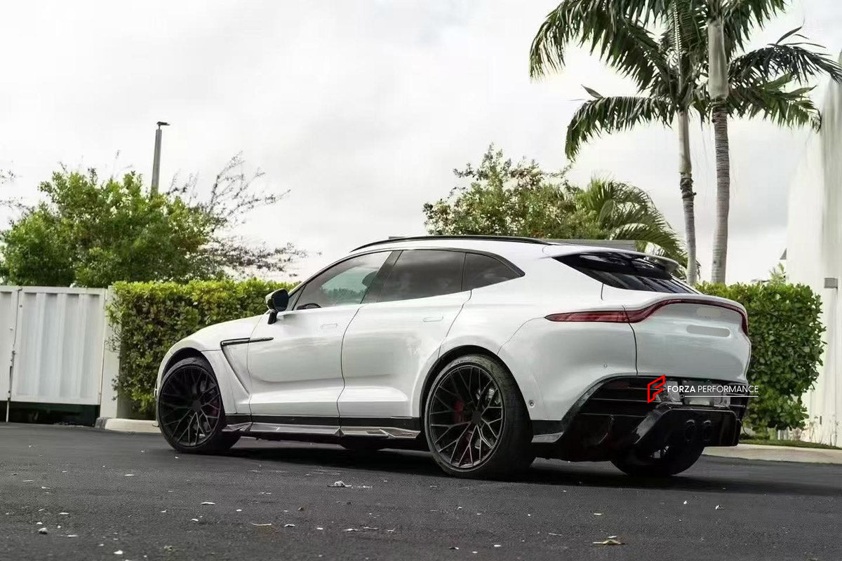 DRY CARBON BODY KIT for ASTON MARTIN DBX AM8 2020 - 2024 FORZA PERFORMANCE custom fit MS Style

Set includes:
Front Lip
Front Bumper Air Vent Covers
Hood Bonnet Air Vents
Side Fender Vents
Fender Flares
Side Mirror Covers
Body Side Door Moldings
Side Skirts
Roof Spoiler
Rear Spoiler Wing
Rear Diffuser

Material: Dry Carbon

NOTE: Professional installation is required.