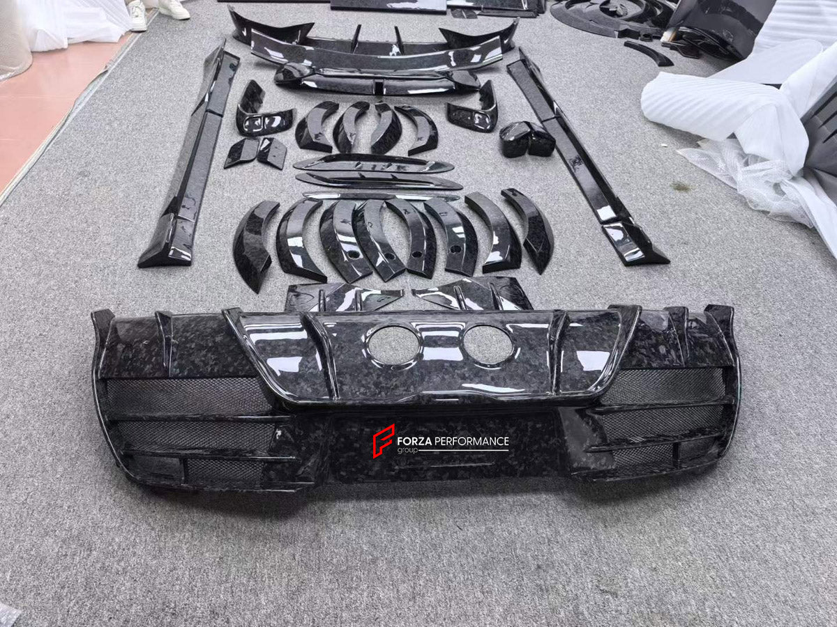 DRY CARBON BODY KIT for ASTON MARTIN DBX AM8 2020 - 2024 FORZA PERFORMANCE custom fit MS Style

Set includes:
Front Lip
Front Bumper Air Vent Covers
Hood Bonnet Air Vents
Side Fender Vents
Fender Flares
Side Mirror Covers
Body Side Door Moldings
Side Skirts
Roof Spoiler
Rear Spoiler Wing
Rear Diffuser

Material: Dry Carbon

NOTE: Professional installation is required.