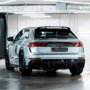 DRY CARBON BODY KIT for AUDI RS Q8 4M 2024+ FORZA PERFORMANCE custom fit ABT
Set includes:

Front Lip
Front Splitter
Front Bumper Fins
Front Fenders
Front Fender Vents
Side Mirror Covers
Side Skirts
Rear Fenders
Ducktail Spoiler
Rear Bumper Fins
Rear Diffuser
Material: Dry Carbon

NOTE: Professional installation is required.