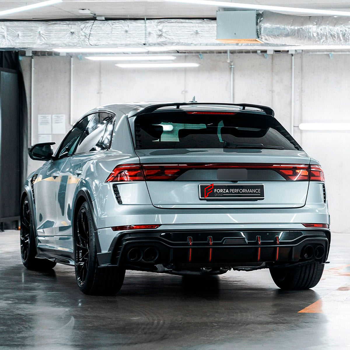 DRY CARBON BODY KIT for AUDI RS Q8 4M 2024+ FORZA PERFORMANCE custom fit ABT
Set includes:

Front Lip
Front Splitter
Front Bumper Fins
Front Fenders
Front Fender Vents
Side Mirror Covers
Side Skirts
Rear Fenders
Ducktail Spoiler
Rear Bumper Fins
Rear Diffuser
Material: Dry Carbon

NOTE: Professional installation is required.