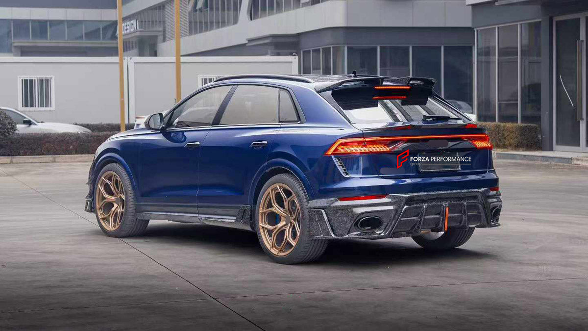 DRY CARBON BODY KIT for AUDI RS Q8 4M 2019 - 2024

Set includes:
Front Lip
Front Bumper Canards
Side Skirts
Roof Spoiler
Ducktail Spoiler
Rear Bumper Fins
Rear Diffuser

Material: Dry Carbon

NOTE: Professional installation is required.