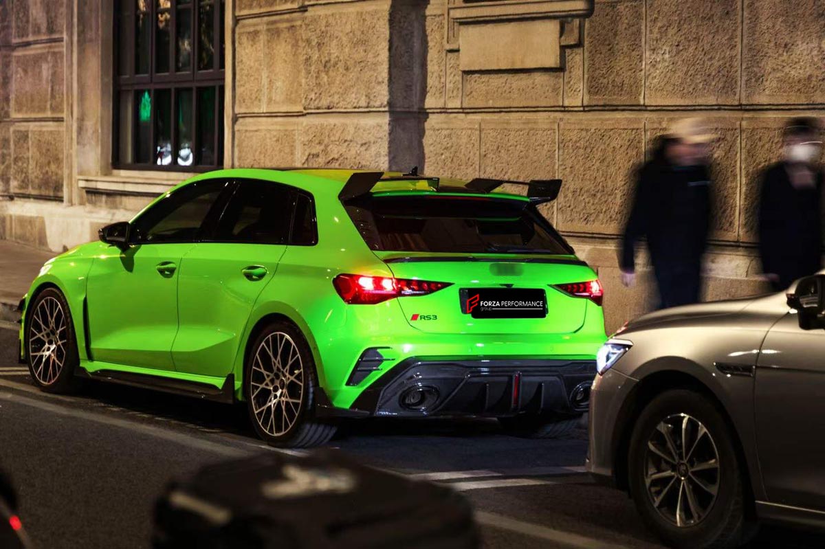 DRY CARBON BODY KIT for AUDI RS3 8Y 2024+
Set includes:

Front Lip
Side Skirts
Diffuser
Roof Spoiler
Material: Dry Carbon

NOTE: Professional installation is required.