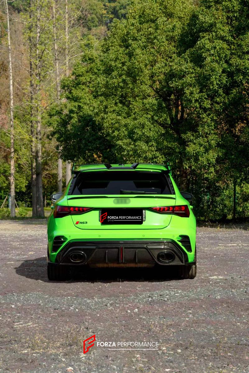 DRY CARBON BODY KIT for AUDI RS3 8Y 2024+
Set includes:

Front Lip
Side Skirts
Diffuser
Roof Spoiler
Material: Dry Carbon

NOTE: Professional installation is required.