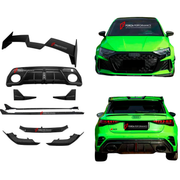 DRY CARBON BODY KIT for AUDI RS3 8Y 2024+
Set includes:

Front Lip
Side Skirts
Diffuser
Roof Spoiler
Material: Dry Carbon

NOTE: Professional installation is required.