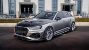 DRY CARBON BODY KIT for AUDI RS4 B9 FACELIFT 2019 - 2025

Set includes:
Front Lip
Front Bumper Canards
Hood Bonnet
Side Skirts
Roof Spoiler
Rear Bumper Fins
Rear Diffuser

Material: Dry Carbon

NOTE: Professional installation is required.