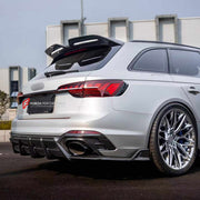 DRY CARBON BODY KIT for AUDI RS4 B9 FACELIFT 2019 - 2025

Set includes:
Front Lip
Front Bumper Canards
Hood Bonnet
Side Skirts
Roof Spoiler
Rear Bumper Fins
Rear Diffuser

Material: Dry Carbon

NOTE: Professional installation is required.