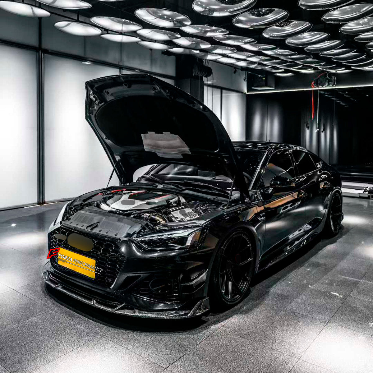 DRY CARBON BODY KIT for AUDI RS5 F5 FACELIFT B9.5 2020 - 2025 FORZA PERFORMANCE AE Design
Set includes:

Front Lip
Front Bumper Vents
Engine Cover
Front Fender Flares
Side Skirts
Rear Fender Flares
Ducktail Spoiler
Rear Diffuser
Material: Dry Carbon

NOTE: Professional installation is required.