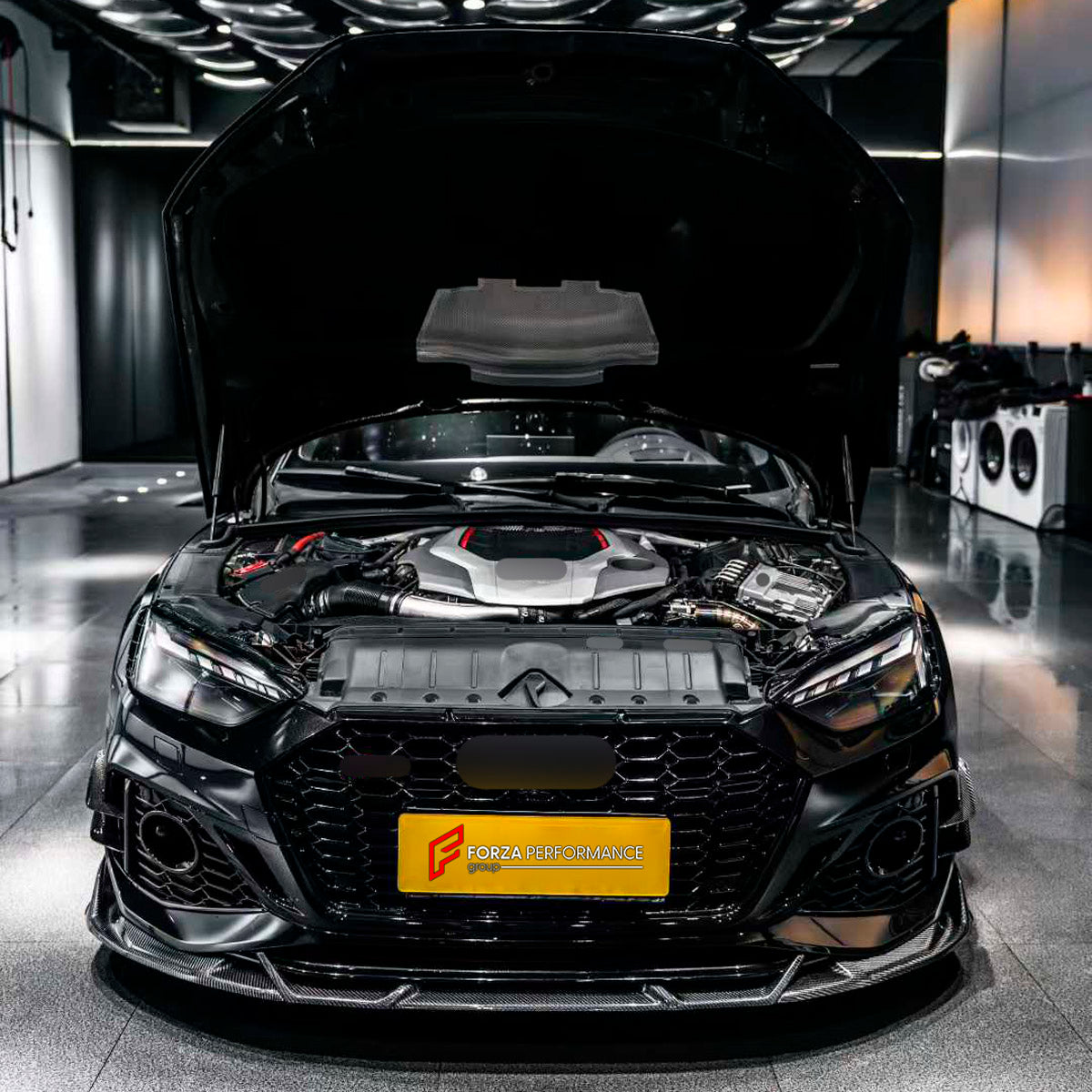 DRY CARBON BODY KIT for AUDI RS5 F5 FACELIFT B9.5 2020 - 2025 FORZA PERFORMANCE AE Design
Set includes:

Front Lip
Front Bumper Vents
Engine Cover
Front Fender Flares
Side Skirts
Rear Fender Flares
Ducktail Spoiler
Rear Diffuser
Material: Dry Carbon

NOTE: Professional installation is required.
