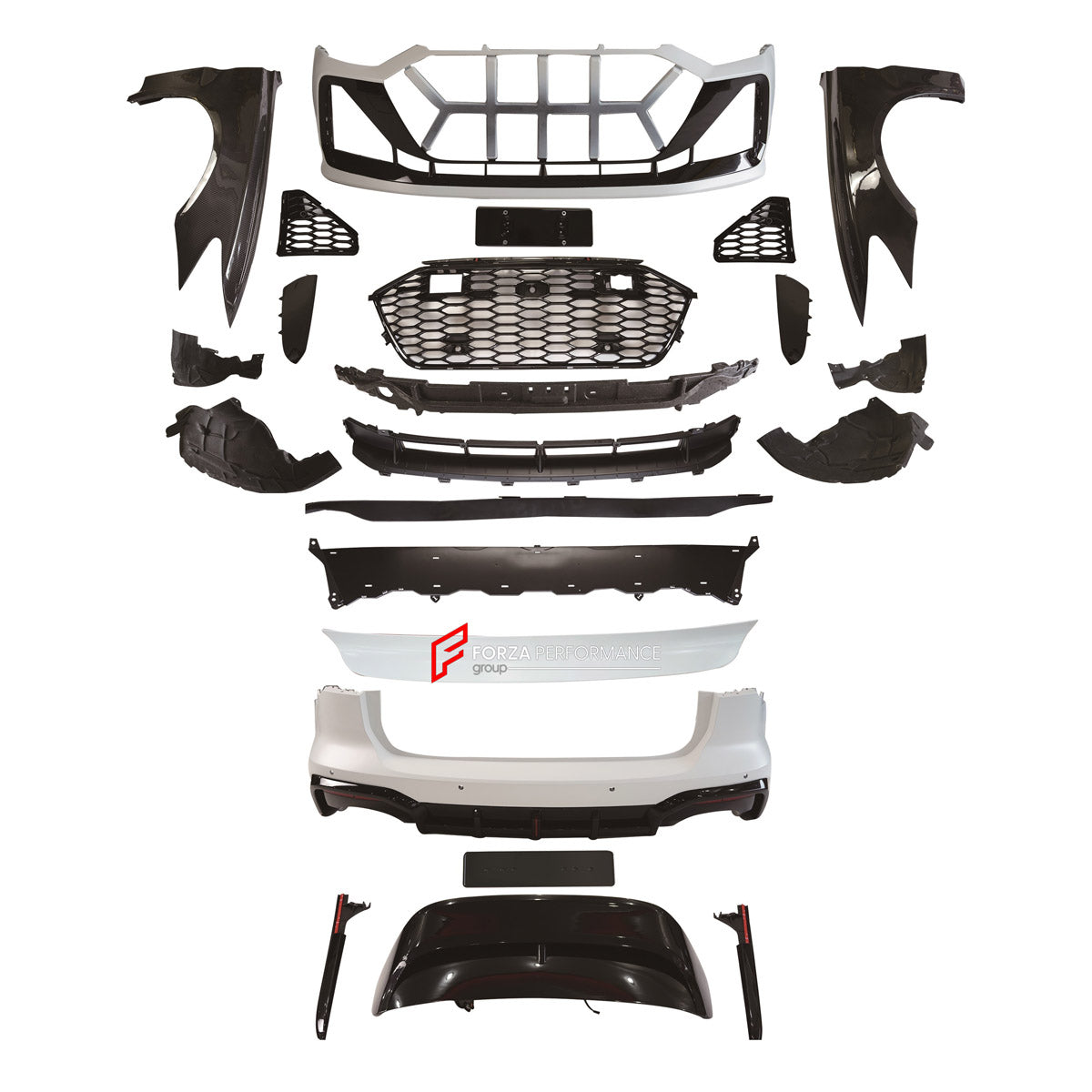 DRY CARBON BODY KIT for AUDI RS6 AVANT C8 GT 2024+ FORZA PERFORMANCE custom fit GT Style

Set includes:
Front Lip
Front Bumper Assembly
Front Fenders
Roof Spoiler
Rear Bumper Assembly
Rear Diffuser

Material: Dry Carbon, Plastic

NOTE: Professional installation is required.