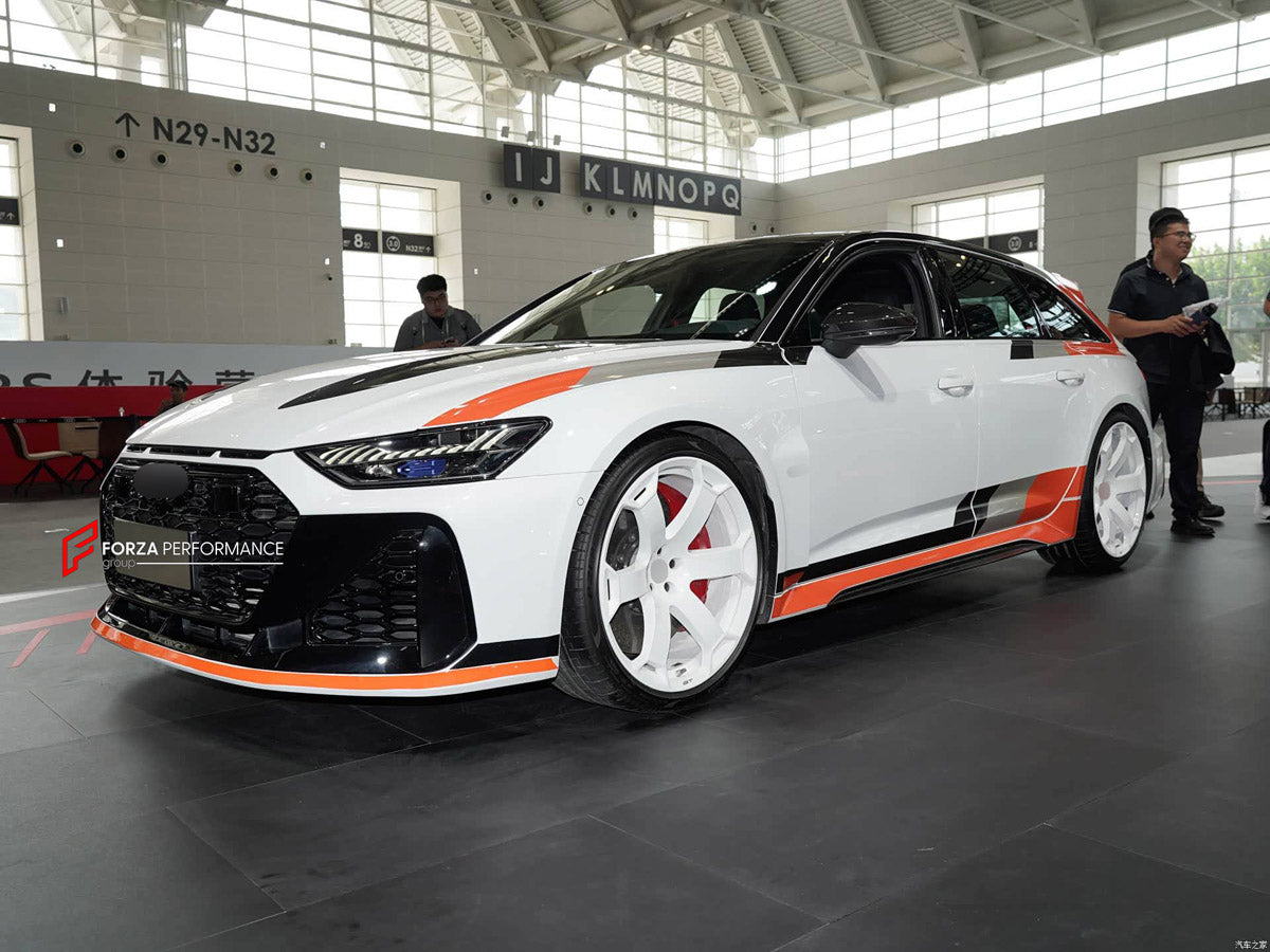 DRY CARBON BODY KIT for AUDI RS6 AVANT C8 GT 2024+ FORZA PERFORMANCE custom fit GT Style

Set includes:
Front Lip
Front Bumper Assembly
Front Fenders
Roof Spoiler
Rear Bumper Assembly
Rear Diffuser

Material: Dry Carbon, Plastic

NOTE: Professional installation is required.
