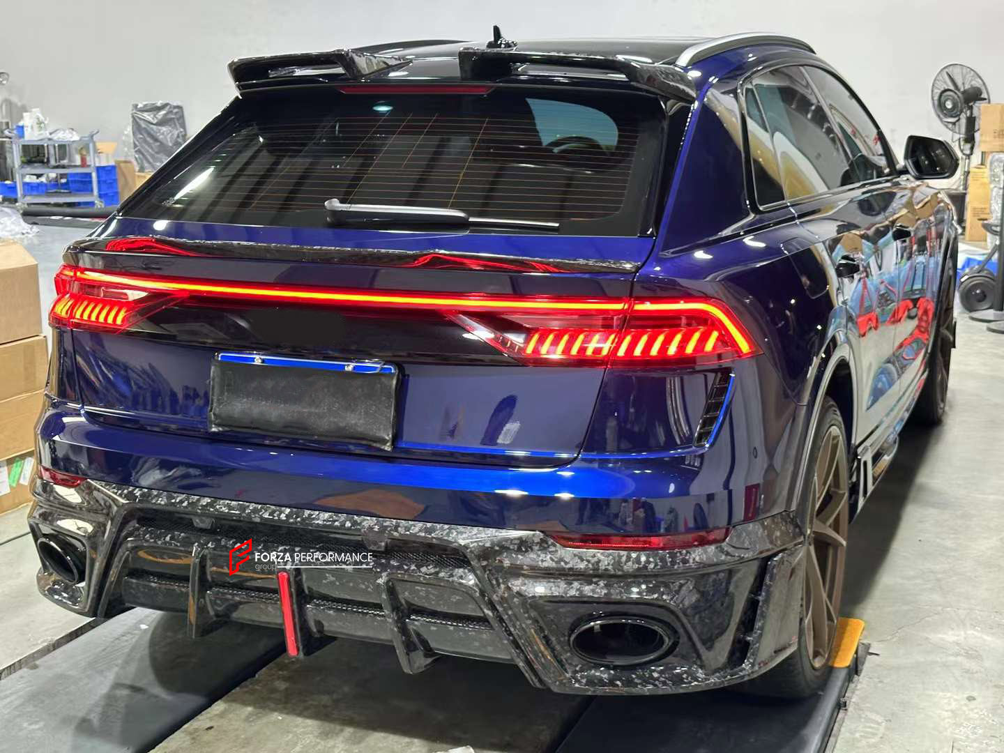 FORZA FORGED CARBON BODY KIT for AUDI RSQ8 4M 2020+  Set includes:  Front Lip Front Bumper Canards Side Skirts Rear Roof Spoiler Trunk Wing Spoiler Rear Diffuser