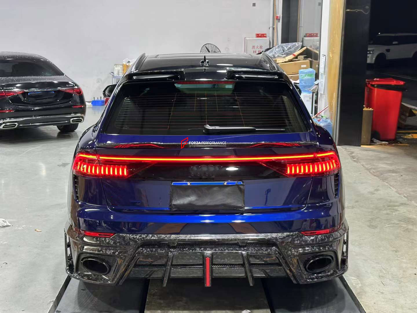 FORZA FORGED CARBON BODY KIT for AUDI RSQ8 4M 2020+  Set includes:  Front Lip Front Bumper Canards Side Skirts Rear Roof Spoiler Trunk Wing Spoiler Rear Diffuser