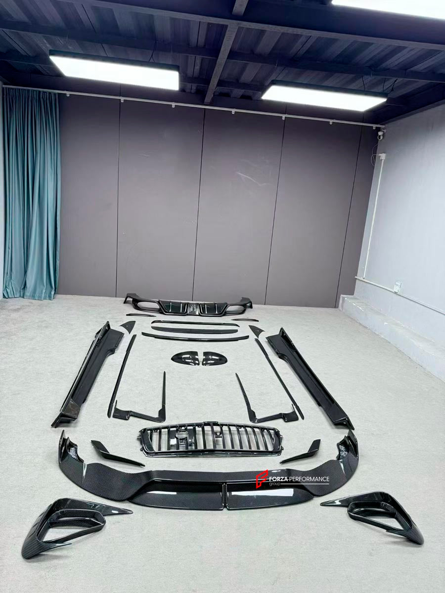 DRY CARBON BODY KIT for BENTLEY CONTINENTAL GT 2024+
Set includes:

Front Lip
Front Grille
Side Skirts
Front Bumper Air Intake Trims
Front Canards
Side Canards
Rear Diffuser
Mirror Covers
Rear Spoiler
Material: Dry Carbon

NOTE: Professional installation is required.