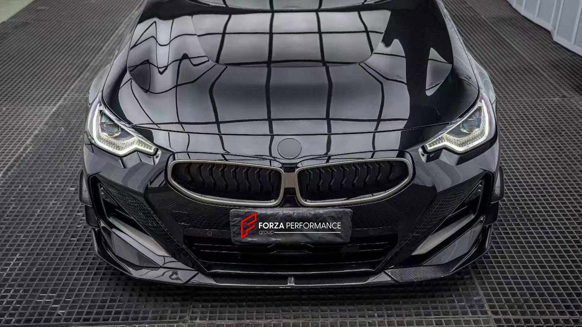 DRY CARBON BODY KIT for BMW 2 SERIES G42 M240I 2021+

Set includes:
Front Lip
Front Bumper Canards
Side Skirts
Rear Bumper Fins
Rear Diffuser

Material: Dry Carbon

NOTE: Professional installation is required.