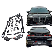 DRY CARBON BODY KIT for BMW 7 SERIES G70 2022+ FORZA PERFORMANCE custom fit Mansory Style

Set includes:
Front Lip
Front Bumper Canards
Front Bumper Air Vent Covers
Side Mirror Covers
Side Skirts
Roof Spoiler
Ducktail Spoiler
Rear Bumper Fins
Rear Diffuser

Material: Dry Carbon, Carbon

NOTE: Professional installation is required.