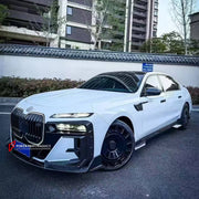 DRY CARBON BODY KIT for BMW 7 SERIES G70 2022+ FORZA PERFORMANCE custom fit Mansory Style

Set includes:
Front Lip
Front Bumper Canards
Front Bumper Air Vent Covers
Side Mirror Covers
Side Skirts
Roof Spoiler
Ducktail Spoiler
Rear Bumper Fins
Rear Diffuser

Material: Dry Carbon, Carbon

NOTE: Professional installation is required.