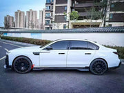 DRY CARBON BODY KIT for BMW 7 SERIES G70 2022+ FORZA PERFORMANCE custom fit Mansory Style

Set includes:
Front Lip
Front Bumper Canards
Front Bumper Air Vent Covers
Side Mirror Covers
Side Skirts
Roof Spoiler
Ducktail Spoiler
Rear Bumper Fins
Rear Diffuser

Material: Dry Carbon, Carbon

NOTE: Professional installation is required.