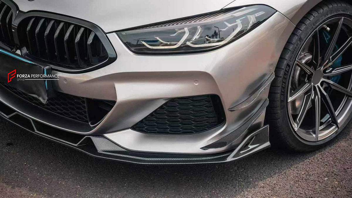 DRY CARBON BODY KIT for BMW 8 SERIES G14 G15 G16 2018+

Set includes:
Front Lip
Front Bumper Canards
Rear Bumper Fins
Rear Diffuser

Material: Dry Carbon

NOTE: Professional installation is required.