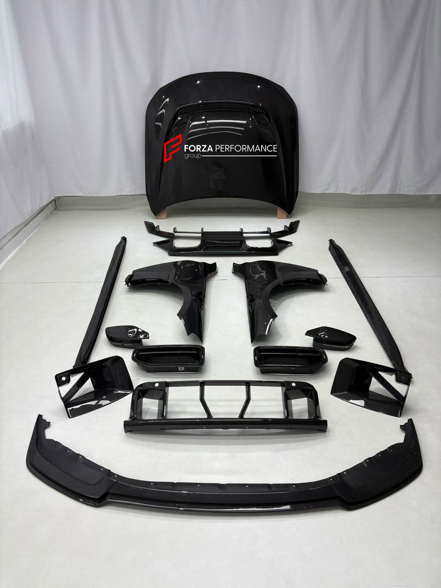 DRY CARBON BODY KIT for BMW M2 G87 2023+

Set includes:
Front Lip
Front Grille
Hood Bonnet
Front Fenders
Side Mirror Covers
Side Skirts
Rear Spoiler Wing
Rear Diffuser

Material: Dry Carbon

NOTE: Professional installation is required.
