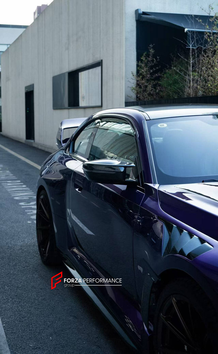DRY CARBON BODY KIT for BMW M2 G87 2023+

Set includes:
Front Lip
Front Grille
Hood Bonnet
Front Fenders
Side Mirror Covers
Side Skirts
Rear Spoiler Wing
Rear Diffuser

Material: Dry Carbon

NOTE: Professional installation is required.