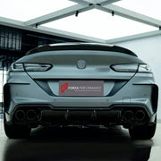 DRY CARBON BODY KIT for BMW M8 F91 F92 F93 2019+ FORZA PERFORMANCE custom fit Aulena
Set includes:

Front Lip
Front Bumper Air Vents
Front Bumper Canards
Side Skirts
Ducktail Spoiler
Rear Spoiler Wing
Rear Bumper Canards
Rear Diffuser
Material: Dry Carbon

NOTE: Professional installation is required.