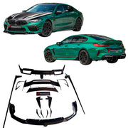 DRY CARBON BODY KIT for BMW M8 F91 F92 F93 2019+ FORZA PERFORMANCE custom fit Aulena
Set includes:

Front Lip
Front Bumper Air Vents
Front Bumper Canards
Side Skirts
Ducktail Spoiler
Rear Spoiler Wing
Rear Bumper Canards
Rear Diffuser
Material: Dry Carbon

NOTE: Professional installation is required.