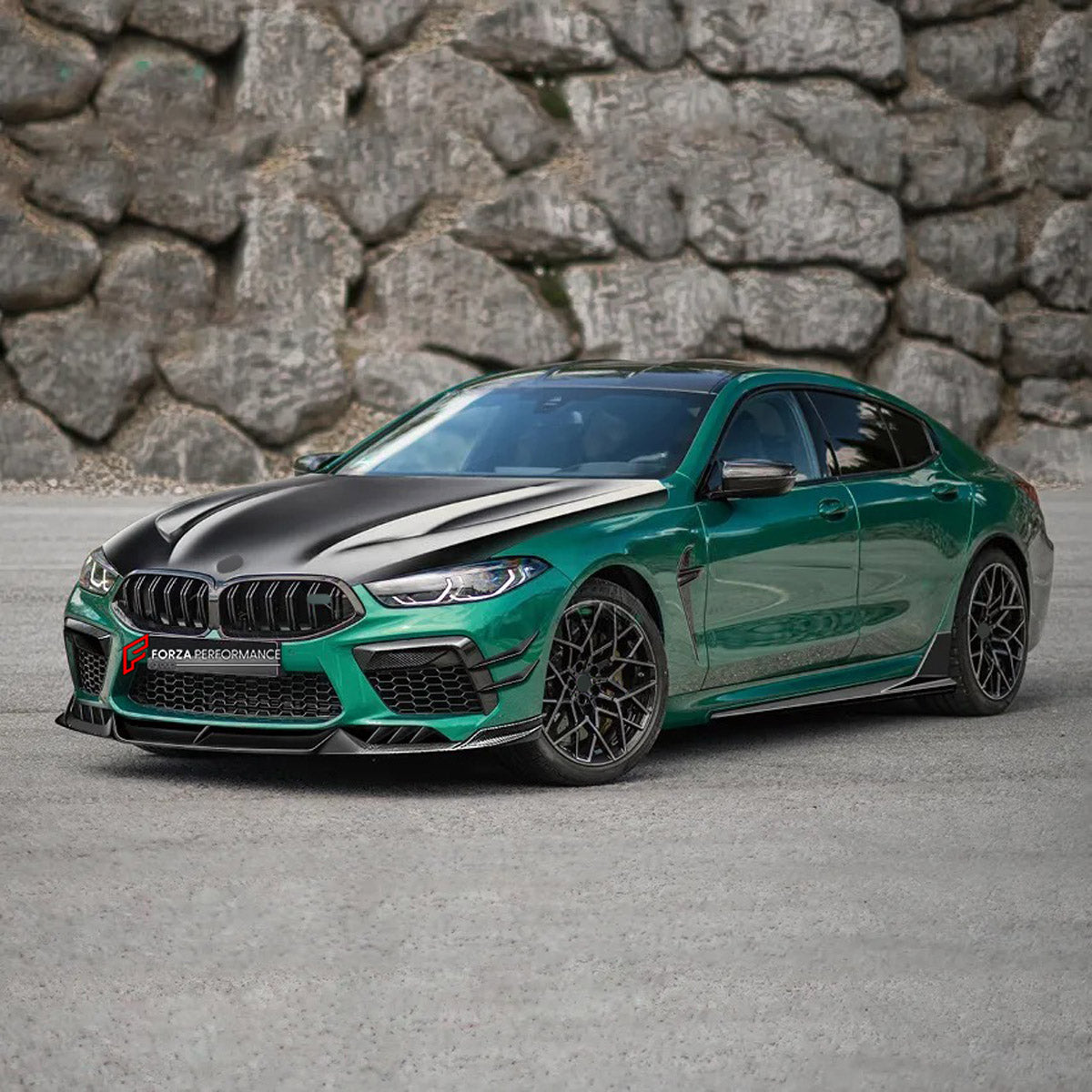 DRY CARBON BODY KIT for BMW M8 F91 F92 F93 2019+ FORZA PERFORMANCE custom fit Aulena
Set includes:

Front Lip
Front Bumper Air Vents
Front Bumper Canards
Side Skirts
Ducktail Spoiler
Rear Spoiler Wing
Rear Bumper Canards
Rear Diffuser
Material: Dry Carbon

NOTE: Professional installation is required.