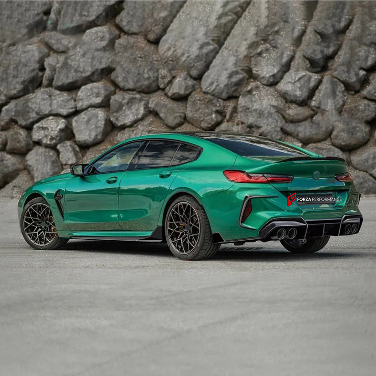 DRY CARBON BODY KIT for BMW M8 F91 F92 F93 2019+ FORZA PERFORMANCE custom fit Aulena
Set includes:

Front Lip
Front Bumper Air Vents
Front Bumper Canards
Side Skirts
Ducktail Spoiler
Rear Spoiler Wing
Rear Bumper Canards
Rear Diffuser
Material: Dry Carbon

NOTE: Professional installation is required.
