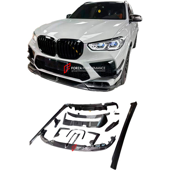 DRY CARBON BODY KIT for BMW X5M F95 2020 - 2023  Set includes:  Front Lip Front Canards Side Skirts Roof Spoiler Rear Spoiler Rear Diffuser
