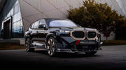 DRY CARBON BODY KIT for BMW XM G09 2023+

Set includes:
Front Lip
Front Bumper Canards
Side Skirts
Roof Spoiler
Ducktail Spoiler
Rear Bumper Fins
Rear Diffuser

Material: Dry Carbon

NOTE: Professional installation is required.
