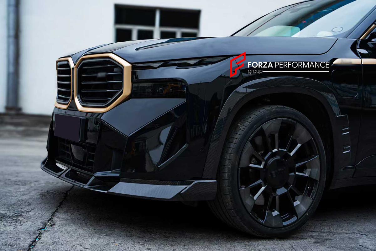 BODY KIT for BMW XM G09 2023+
Set includes:

Front Lip
Mesh Trims
Grille Trims
Hood Bonnet
Side Skirts
Fender Flares
Roof Spoiler
Rear Diffuser
Material: Dry Carbon

NOTE: Professional installation is required.
