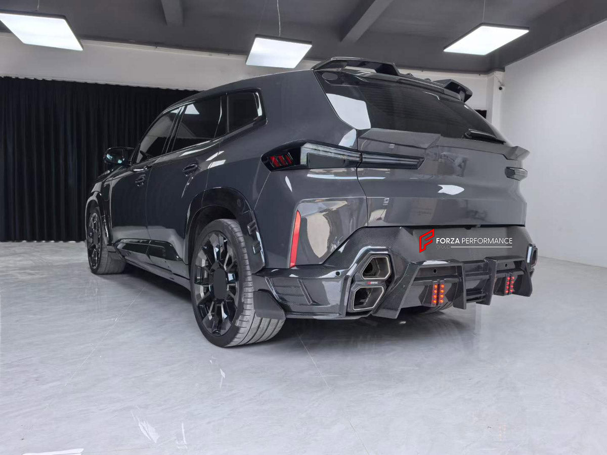 DRY CARBON BODY KIT for BMW XM G09 2023+ FORZA PERFORMANCE custom fit LD Style

Set includes:
Front Lip
Front Grille Mesh Cover Trims
Fog Lights Covers
Hood Bonnet
Fender Flares
Body Side Door Moldings
Side Skirts
Roof Spoiler
Rear Spoiler Wing
Rear Bumper
Rear Bumper Fins
Rear Diffuser

Material: Dry Carbon

NOTE: Professional installation is required.