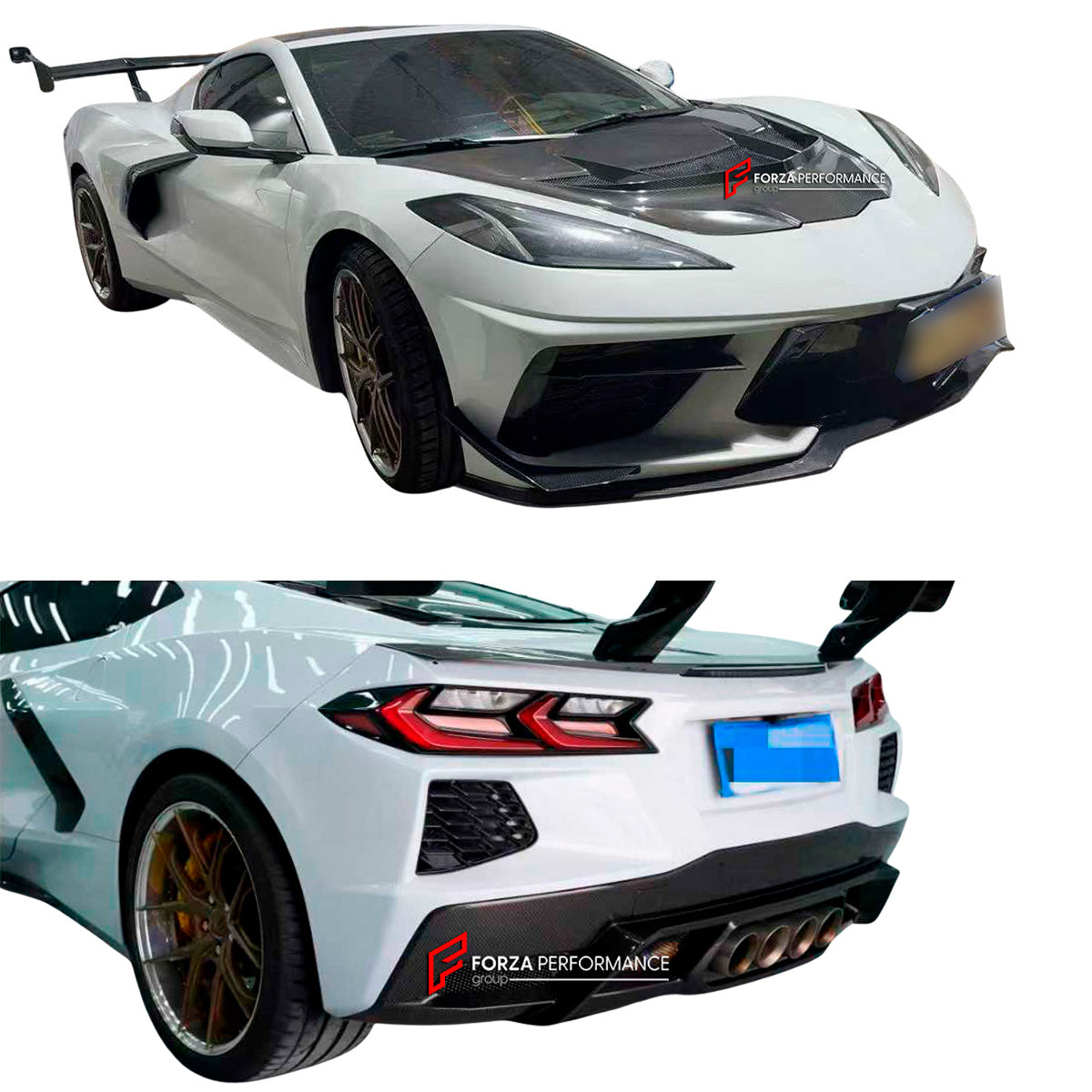 DRY CARBON BODY KIT for CHEVROLET CORVETTE C8 2019+

Set includes:


Front Lip
Front Bumper Canards
Hood

Engine Lid Cover
Engine Cover
Rear Spoiler


Material: Dry Carbon

NOTE: Professional installation is required.