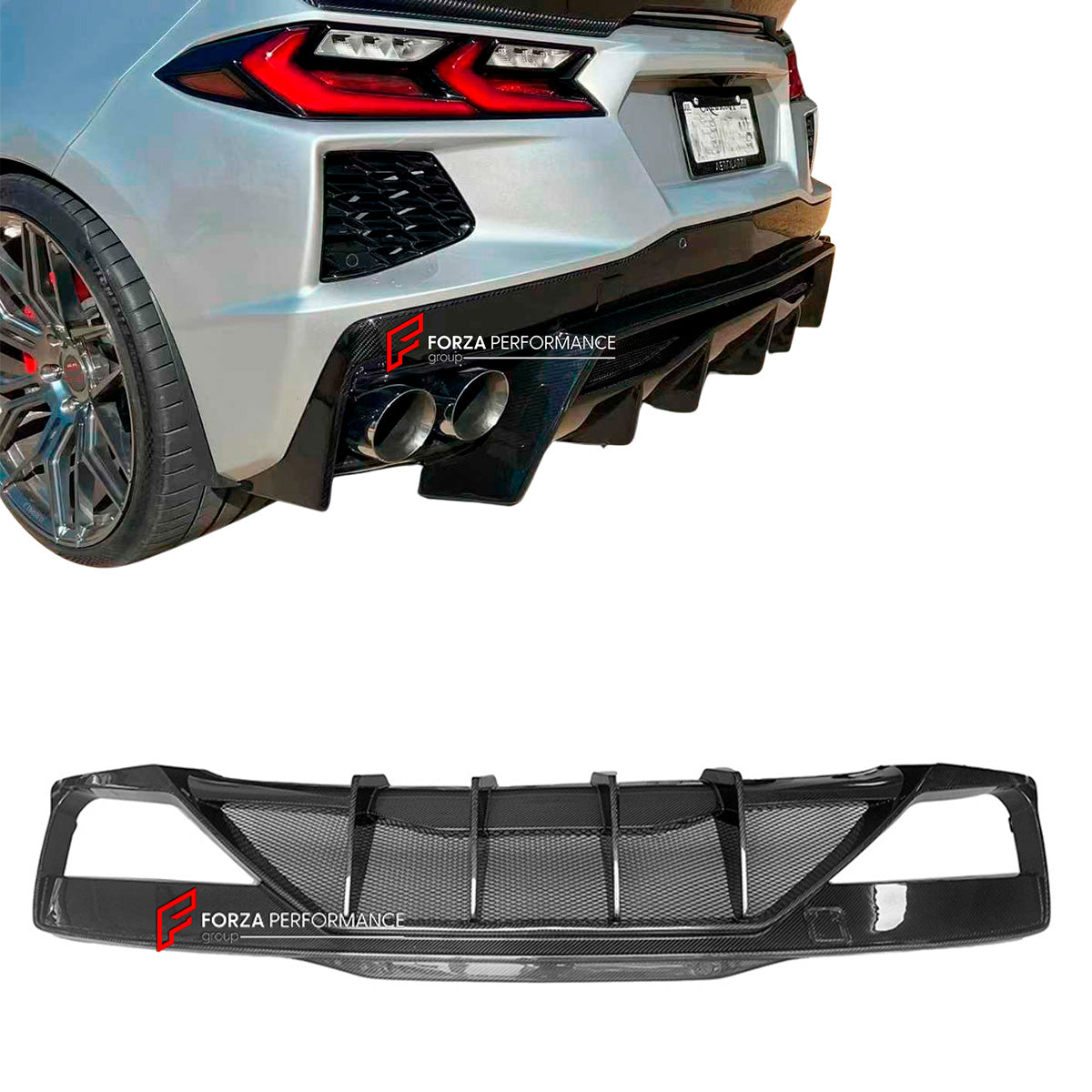 DRY CARBON REAR DIFFUSER for CHEVROLET CORVETTE C8 2020+