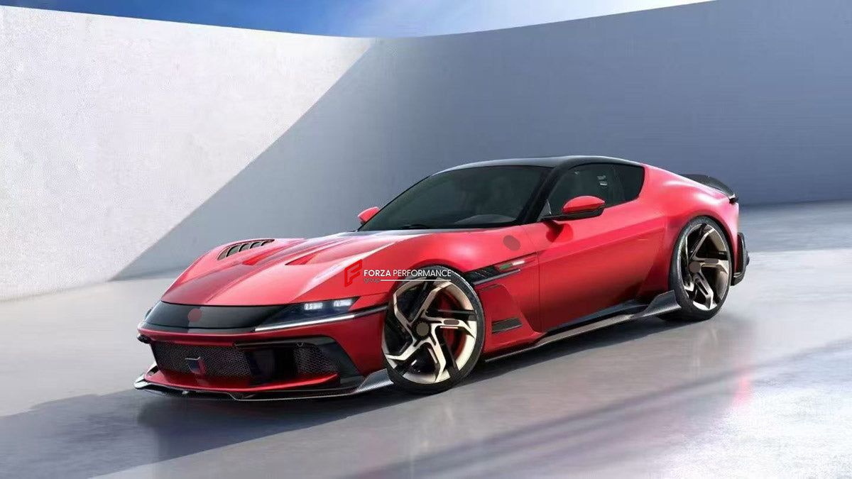 DRY CARBON BODY KIT for FERRARI 12CILINDRI 2024+ FORZA PERFORMANCE custom fit DK Style

Set includes:
Front Lip
Hood Bonnet
Front Fenders
Side Skirts
Ducktail Spoiler
Engine Cover
Rear Diffuser

Material: Dry Carbon

NOTE: Professional installation is required.