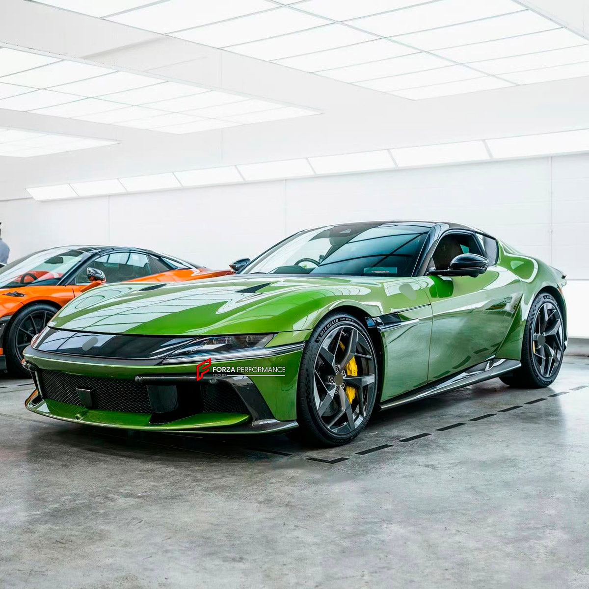 DRY CARBON BODY KIT for Ferrari 12Cilindri 2024+
Set includes:

Front Lip
Front Bumper Fins
Engine Cover Lid
Door Sill Covers
Side Skirts
Ducktail Spoiler
Rear Diffuser
Material: Dry Carbon

NOTE: Professional installation is required.