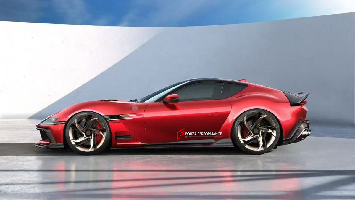 DRY CARBON BODY KIT for FERRARI 12CILINDRI 2024+ FORZA PERFORMANCE custom fit DK Style

Set includes:
Front Lip
Hood Bonnet
Front Fenders
Side Skirts
Ducktail Spoiler
Engine Cover
Rear Diffuser

Material: Dry Carbon

NOTE: Professional installation is required.